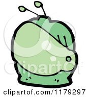 Cartoon Of A Green Astronauts Space Helmet Royalty Free Vector Illustration by lineartestpilot