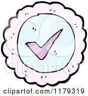 Cartoon Of A Pastel Circle With A Check Mark Royalty Free Vector Illustration