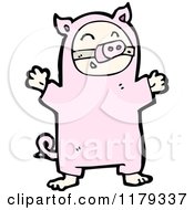 Cartoon Of A Child Wearing A Pig Costume Royalty Free Vector Illustration