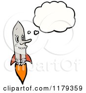 Cartoon Of A Rocket With A Conversation Bubble Royalty Free Vector Illustration