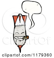 Cartoon Of A Rocket Smoking With A Conversation Bubble Royalty Free Vector Illustration
