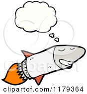 Cartoon Of A Rocket With A Conversation Bubble Royalty Free Vector Illustration