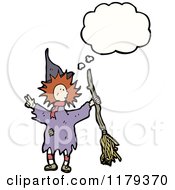 Cartoon Of A Child Dressed Up In A Witch Costume With A Conversation Bubble Royalty Free Vector Illustration