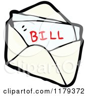 Cartoon Of A Bill In An Envelope Royalty Free Vector Illustration