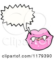 Cartoon Of Pink Vampire Lips And Teeth Royalty Free Vector Illustration