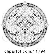 Circular Middle Eastern Floral Rug Clipart Illustration