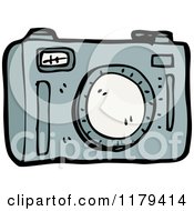 Cartoon of Camera, Film, and Tripods - Royalty Free Vector Illustration