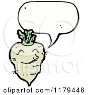 Cartoon Of A Turnip With A Conversation Bubble Royalty Free Vector Illustration by lineartestpilot