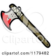 Cartoon Of A Bloody Ax Royalty Free Vector Illustration by lineartestpilot