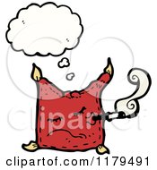 Cartoon Of A Pillow With A Cigarette Thinking Royalty Free Vector Illustration