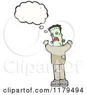 Cartoon Of Frankenstein Thinking Royalty Free Vector Illustration by lineartestpilot