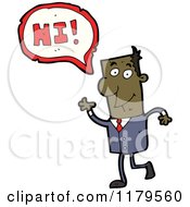 Cartoon Of An African American Businessman Saying Hi Royalty Free Vector Illustration by lineartestpilot