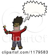 Cartoon Of An African American Man With Dynamite Speaking Royalty Free Vector Illustration by lineartestpilot