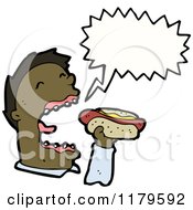 Poster, Art Print Of African American Man Eating A Hotdog And Speaking