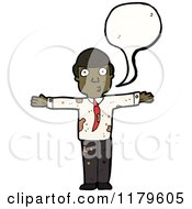 Cartoon Of A Muddy African American Man Speaking Royalty Free Vector Illustration by lineartestpilot