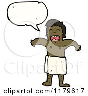 Cartoon Of An African American Man In A Towel Speaking Royalty Free Vector Illustration by lineartestpilot