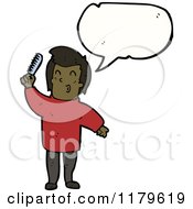 Cartoon Of An African American Man With A Comb Speaking Royalty Free Vector Illustration by lineartestpilot