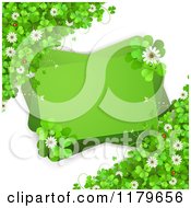 Poster, Art Print Of Green Rectangles With Ladybugs Clover Flowers And Shamrocks On White