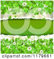 Poster, Art Print Of Torn Background With Clovers And Flowers