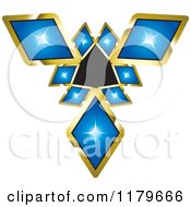 Clipart Of A Pendant Made Of Nine Blue Diamonds Royalty Free Vector Illustration