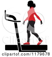 Poster, Art Print Of Silhouetted Woman In A Red Outfit Walking On A Treadmill