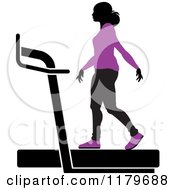 Poster, Art Print Of Silhouetted Woman In A Purple Outfit Walking On A Treadmill