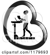 Poster, Art Print Of Silhouetted Woman Walking At A Treadmill Work Station Desk In A Heart