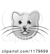 Clipart Of A Smiling Silver Cat Face With Whiskers Royalty Free Vector Illustration