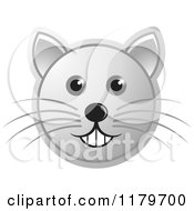 Clipart Of A Smiling Silver Cat Face With Whiskers 2 Royalty Free Vector Illustration