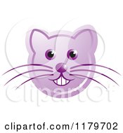 Clipart Of A Smiling Purple Cat Face With Whiskers Royalty Free Vector Illustration
