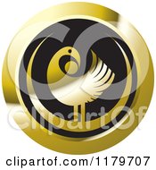 Clipart Of A Gold And Black Abstract Bird Design Royalty Free Vector Illustration