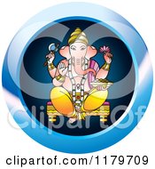 Blue Hindu Indian God Ganesha Icon