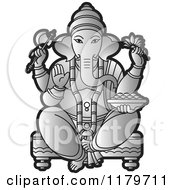 Poster, Art Print Of Silver Hindu Indian God Ganesha In Blue