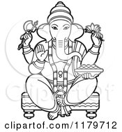 Black And White Hindu Indian God Ganesha In Blue