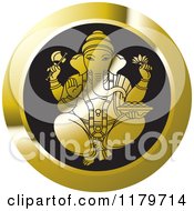 Gold And Black Hindu Indian God Ganesha Icon