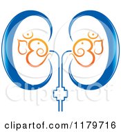 Blue Kidneys With The Aum Hinduism Symbol And A Cross