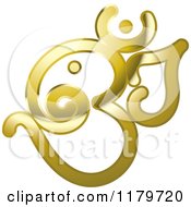 Poster, Art Print Of Shiny Reflective Gold Om Or Aum Hinduism Symbol