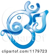 Shiny Reflective Blue Om Or Aum Hinduism Symbol