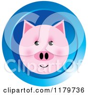 Poster, Art Print Of Pink Pig Face On A Blue Icon