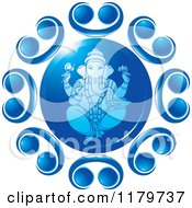Poster, Art Print Of The Hindu Indian God Ganesha In Blue With Designs
