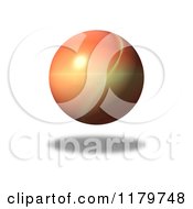 Poster, Art Print Of 3d Orange Sphere With A Fractal Pattern And Shadow Over White