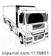 Poster, Art Print Of Black And White Shipping Big Rig Truck