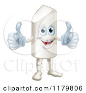 Happy Chalk Mascot Holding Two Thumbs Up