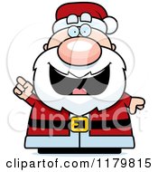 Cartoon Of A Smart Chubby Santa With An Idea Royalty Free Vector Clipart