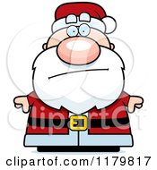 Cartoon Of A Bored Or Concerned Chubby Santa Royalty Free Vector Clipart
