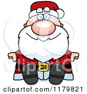Cartoon Of A Sitting Chubby Santa Royalty Free Vector Clipart