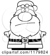 Poster, Art Print Of Black And White Bored Or Concerned Chubby Santa