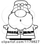 Cartoon Of A Black And White Surprised Chubby Santa Royalty Free Vector Clipart