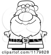 Cartoon Of A Black And White Happy Chubby Santa Royalty Free Vector Clipart