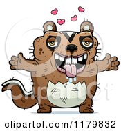 Cartoon Of A Loving Ugly Chipmunk Wanting A Hug Royalty Free Vector Clipart